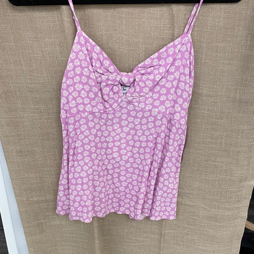 Hippie Rose Pink Floral Daisy Cowl Neck Tank